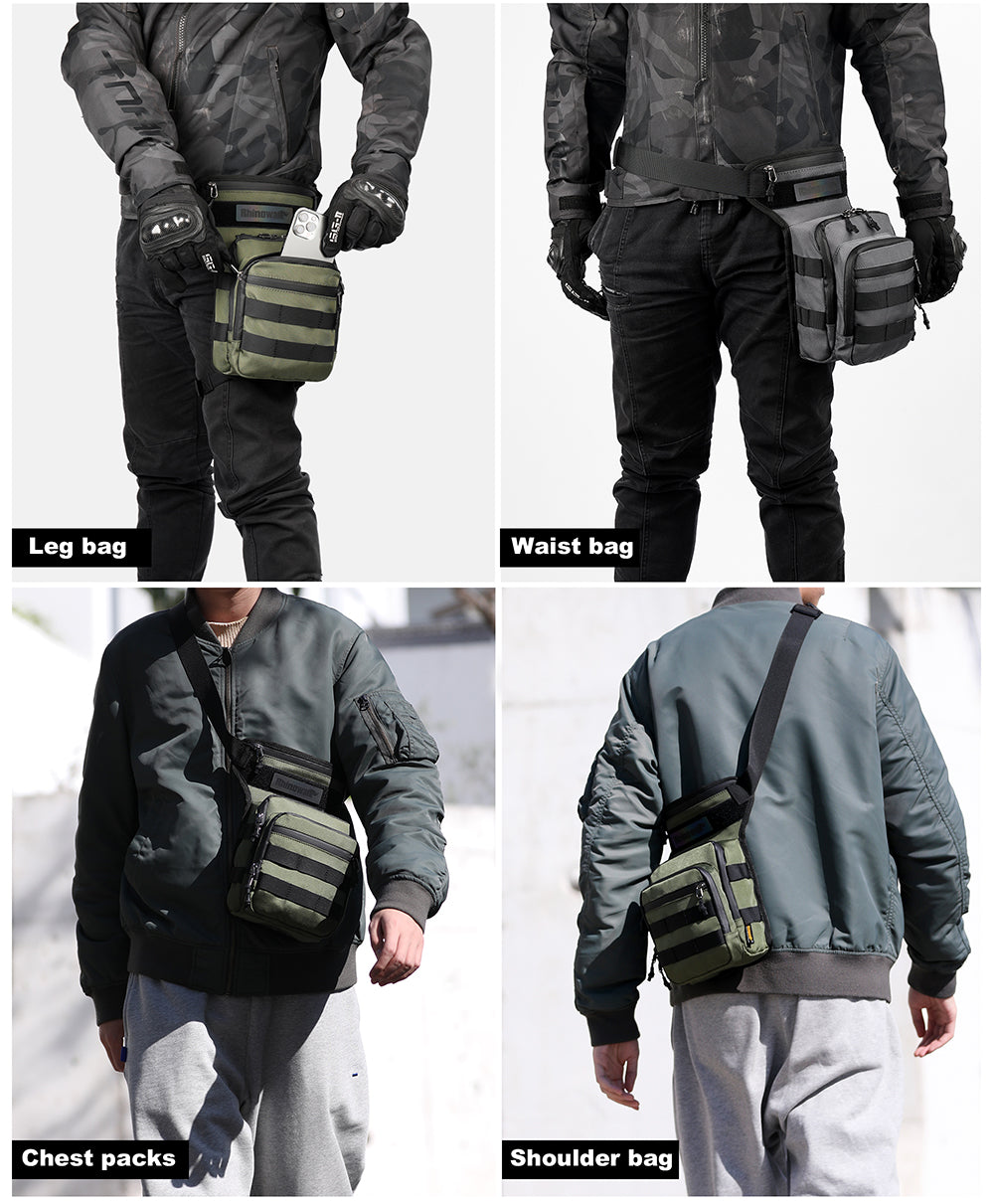 Rhinowalk MT102 Multi-Way Motorcycle Tactical Drop Leg Bag - MT102BK