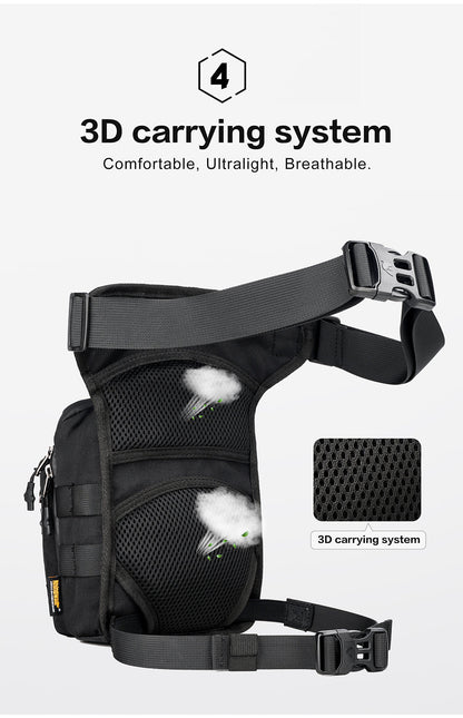 Rhinowalk MT102 Multi-Way Motorcycle Tactical Drop Leg Bag - MT102BK