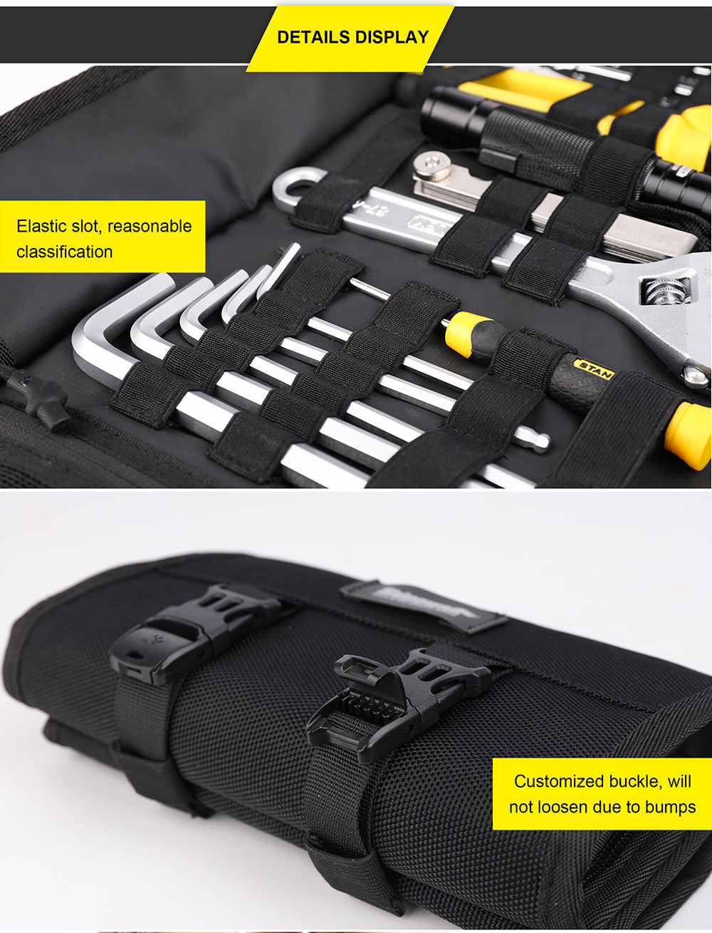 Rhinowalk MT103 Motorcycle Tool Roll Bag – Black (MT103BK)