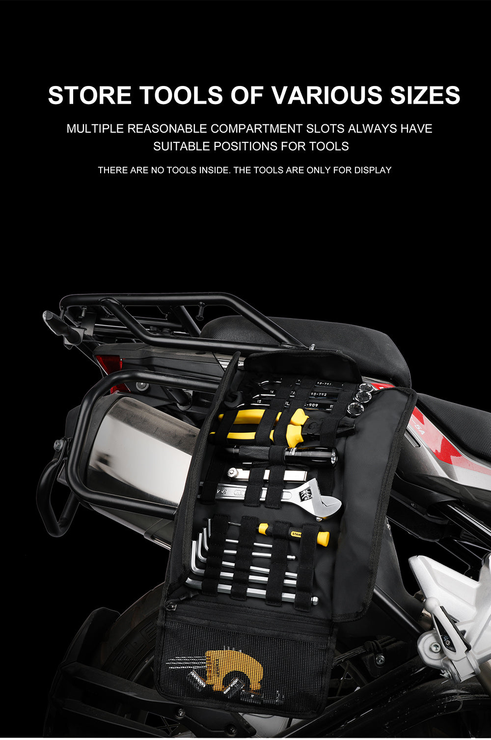 Rhinowalk MT103 Motorcycle Tool Roll Bag – Black (MT103BK)