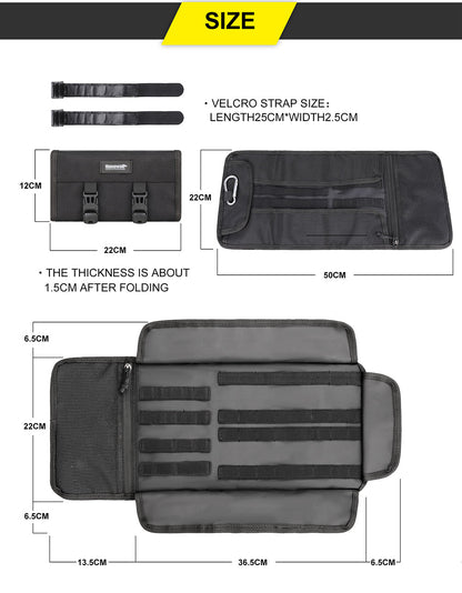 Rhinowalk MT103 Motorcycle Tool Roll Bag – Black (MT103BK)
