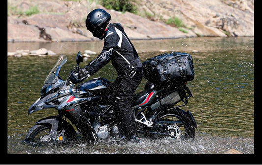 Rhinowalk Motorcycle Black Backpack 8L Waterproof Motorbike Seat Tail Bag for Adventure Welded Seamless Side Saddle Motopack (MT2208)