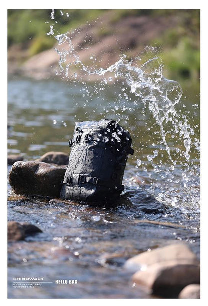 Rhinowalk Motorcycle Luggage 15L Waterproof Motorbike Seat Tail Bag Welded Seamless Side Saddle Motopack for Bike Adventure (MT2215BK)