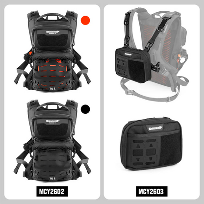 Rhinowalk Motorcycle Riding Backpack, Adventure Hydration Backpack with Protective Back Padding, Rain Cover & Chest Pack Compatibility (MCY2603BK)