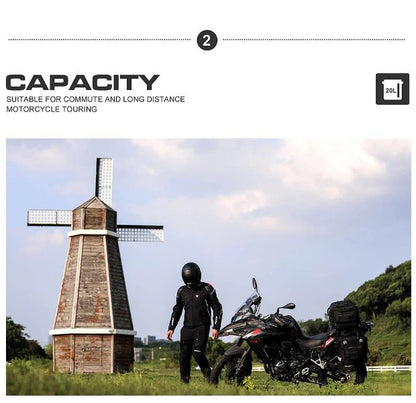 Rhinowalk Motorcycle SaddleBag 20L Sturdy Drift Bike Saddle Seat Side Bag for Motorbike Luggage Touring Adventure (Single Unit) (MT2040)