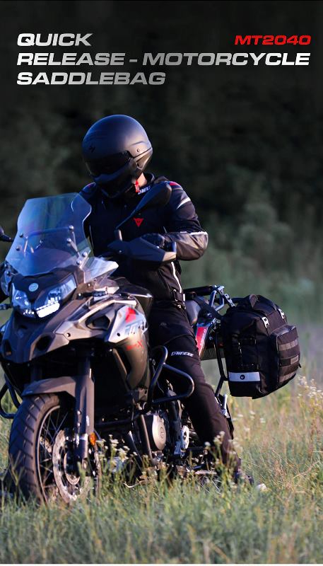 Rhinowalk Motorcycle SaddleBag 20L Sturdy Drift Bike Saddle Seat Side Bag for Motorbike Luggage Touring Adventure (Single Unit) (MT2040)