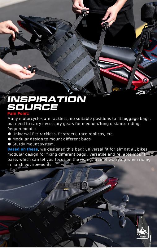 Rhinowalk Motorcycle Saddle Bag Mounting Base Motorbike Tail Seat Bag OS Base for ADV Dirt Bikes Motorcycle Accessories (MT002A)