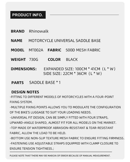 Rhinowalk Motorcycle Saddle Bag Mounting Base Motorbike Tail Seat Bag OS Base for ADV Dirt Bikes Motorcycle Accessories (MT002A)