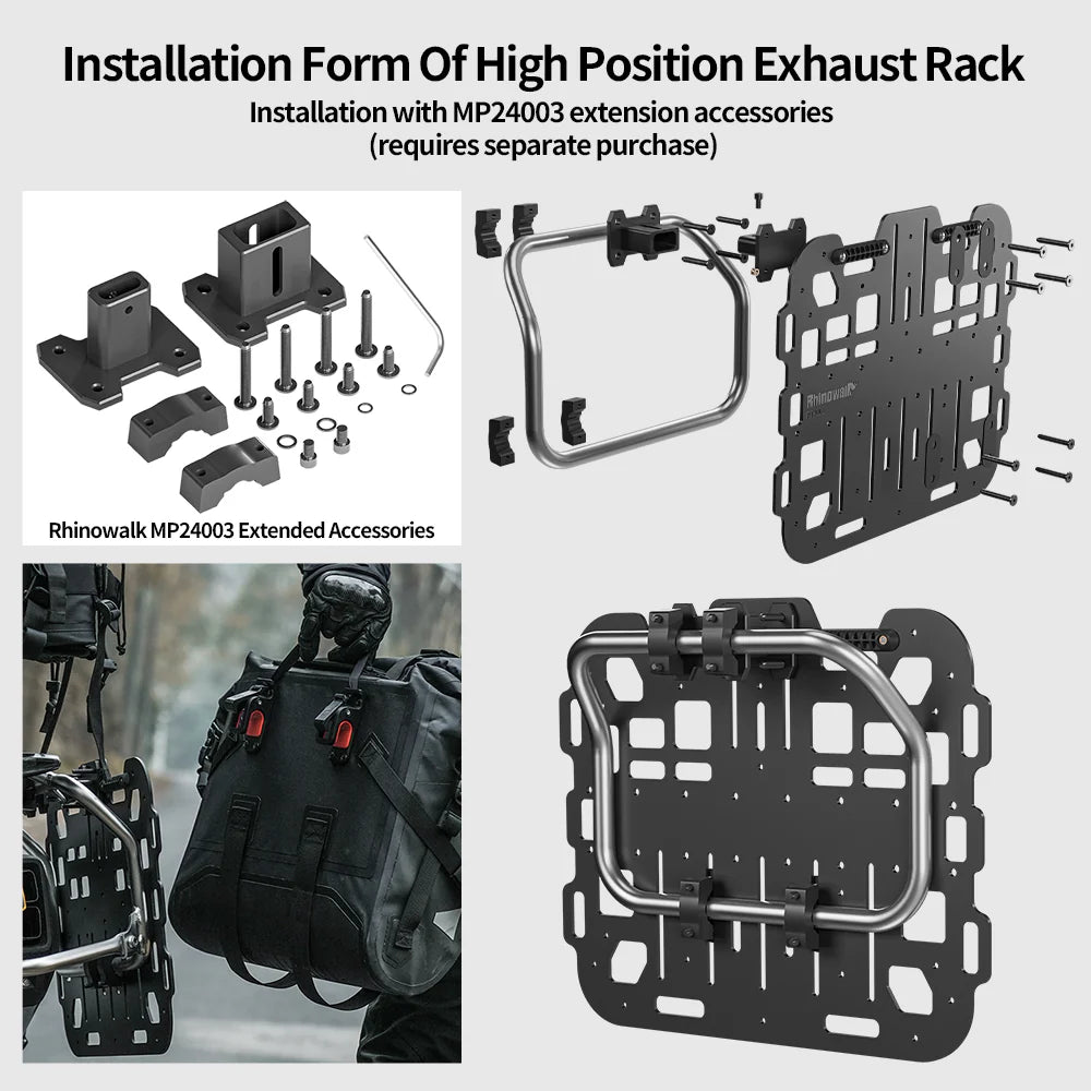 Rhinowalk Motorcycle Side Rack Expansion Plate – Aluminum Alloy Luggage Mount Panel - MTR008BK