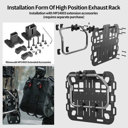 Rhinowalk Motorcycle Side Rack Expansion Plate – Aluminum Alloy Luggage Mount Panel - MTR008BK