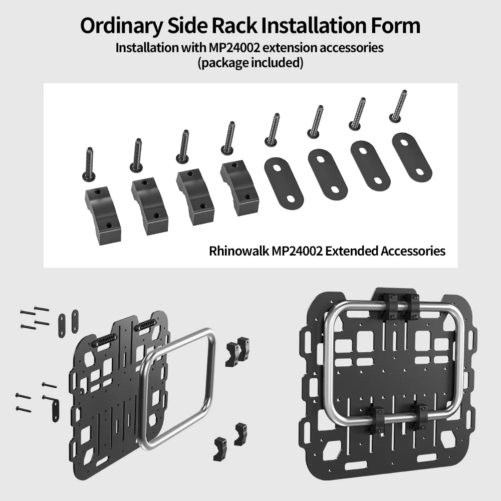 Rhinowalk Motorcycle Side Rack Expansion Plate – Aluminum Alloy Luggage Mount Panel - MTR008BK