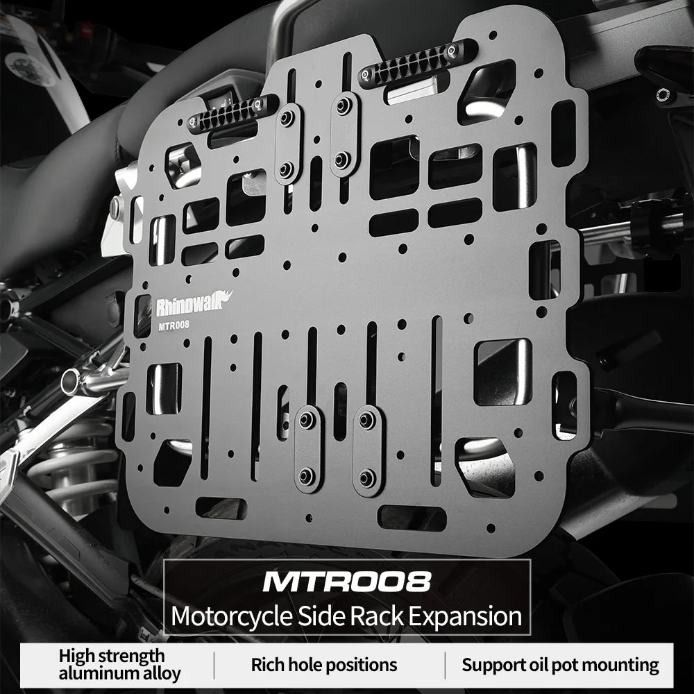 Rhinowalk Motorcycle Side Rack Expansion Plate – Aluminum Alloy Luggage Mount Panel - MTR008BK