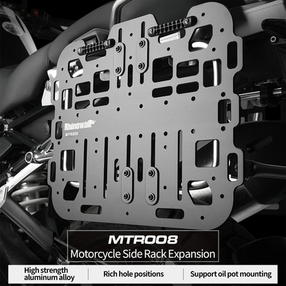 Rhinowalk Motorcycle Side Rack Expansion Plate – Aluminum Alloy Luggage Mount Panel - MTR008BK