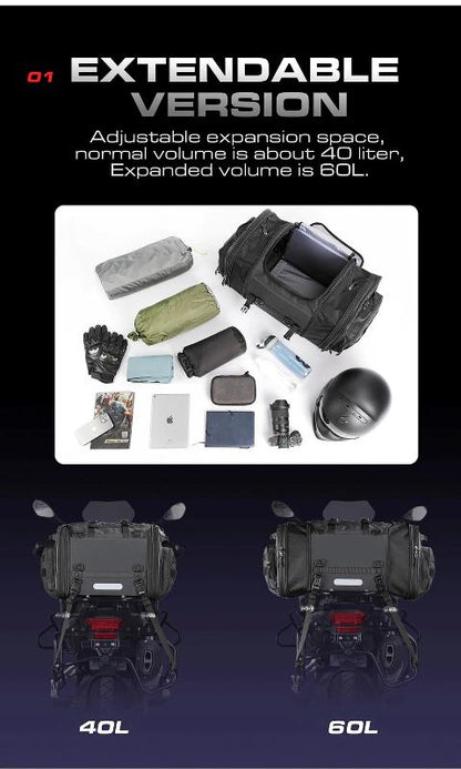 Rhinowalk Motorcycle Tail Bag Motorbike Rear Seat Bag 40-60 liter Large Capacity Motopack Bag (MT4060)