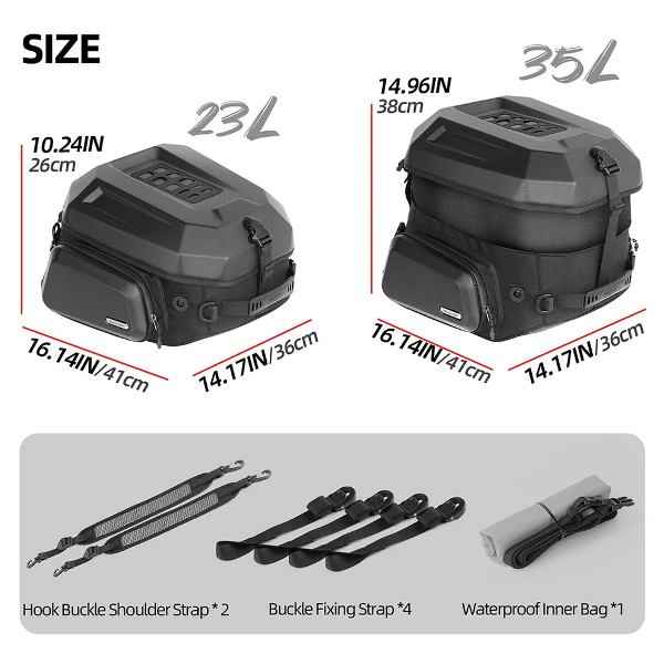 Rhinowalk Motorcycle Tail Bag Waterproof 23L-35L (MFT2310)