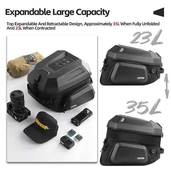 Rhinowalk Motorcycle Tail Bag Waterproof 23L-35L (MFT2310)