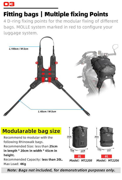 Rhinowalk Motorcycle Tank Bag Portable Motor Accessory For Universal Motor Cross Fuel Tank Kit Installation Accessories Motor Front Bag (MT001A)