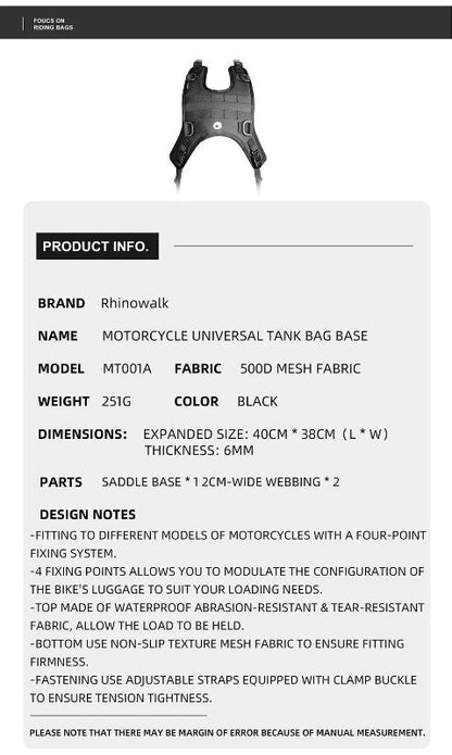 Rhinowalk Motorcycle Tank Bag Portable Motor Accessory For Universal Motor Cross Fuel Tank Kit Installation Accessories Motor Front Bag (MT001A)