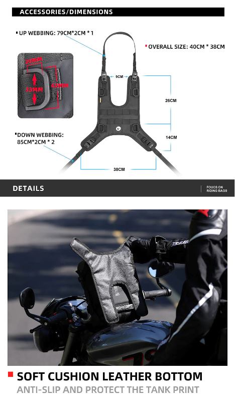 Rhinowalk Motorcycle Tank Bag Portable Motor Accessory For Universal Motor Cross Fuel Tank Kit Installation Accessories Motor Front Bag (MT001A)