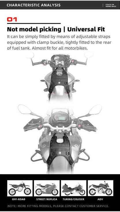 Rhinowalk Motorcycle Tank Bag Portable Motor Accessory For Universal Motor Cross Fuel Tank Kit Installation Accessories Motor Front Bag (MT001A)