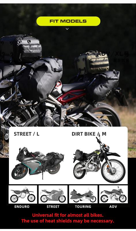 Rhinowalk Motorcycle Waterproof Saddle Bag 48L Bike Tail Seat Luggage for Off/On Road ADV Long Distance Touring (Pair-Set) (MT1448)