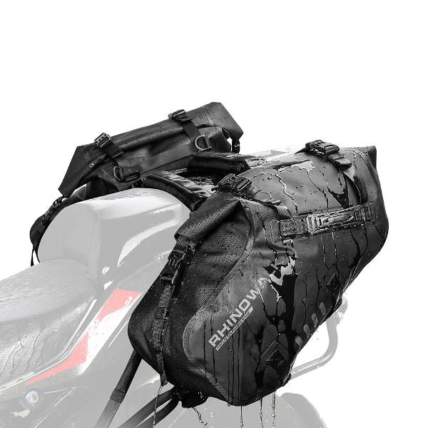 Rhinowalk Motorcycle Waterproof Saddle Bag 48L Bike Tail Seat Luggage for Off/On Road ADV Long Distance Touring (Pair-Set) (MT1448)