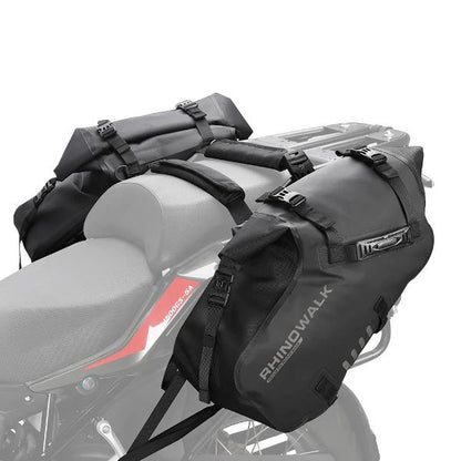 Rhinowalk Motorcycle Waterproof Saddle Bag 48L Bike Tail Seat Luggage for Off/On Road ADV Long Distance Touring (Pair-Set) (MT1448)