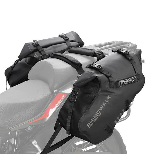 Rhinowalk Motorcycle Waterproof Saddle Bag 48L Bike Tail Seat Luggage for Off/On Road ADV Long Distance Touring (Pair-Set) (MT1448)