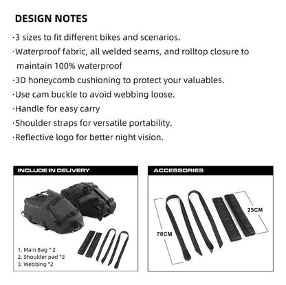 Rhinowalk Motorcycle Waterproof Saddle Bag 48L Bike Tail Seat Luggage for Off/On Road ADV Long Distance Touring (Pair-Set) (MT1448)