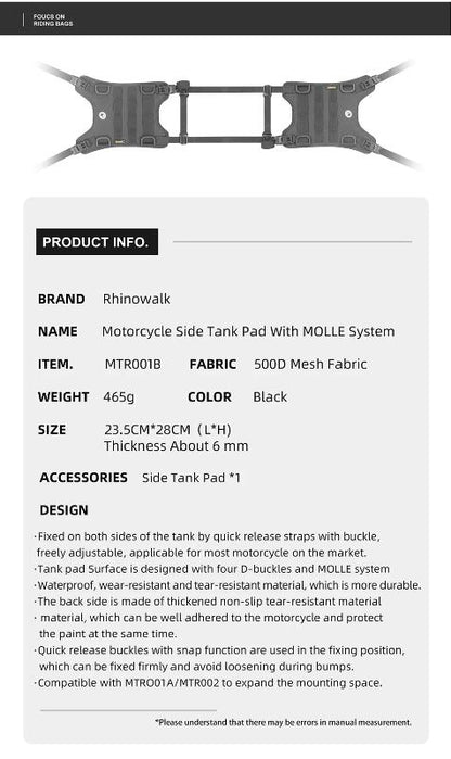 Rhinowalk Tank Base Mounting for Tank Bag (MTR001B)
