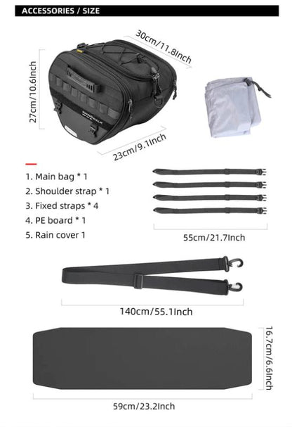 Rhinowalk Tunnel bag for scooter 15 ltr Underbone Motorcycle Bike Seat Pack with Molly System (MTR5001)