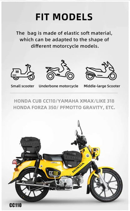 Rhinowalk Tunnel bag for scooter 15 ltr Underbone Motorcycle Bike Seat Pack with Molly System (MTR5001)