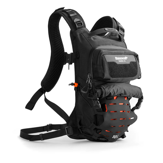 Rhinowalk 10L Motorcycle Riding Backpack, Adventure Hydration Backpack with Protective Back Padding, Rain Cover & Chest Pack Compatibility Orange (MCY2602OE)