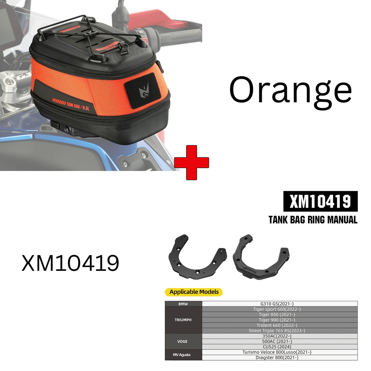Rhinowalk Mechanic Series x 5.6L Magnetic Tank Bag Orange (MJX2011RG)