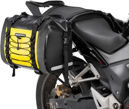 Rockbros Leather Saddle Bag Motorcycle Waterproof Side Bag For Motor Bike 60L Pannier Bag (Pair) (AS-010Y)-Yellow Black