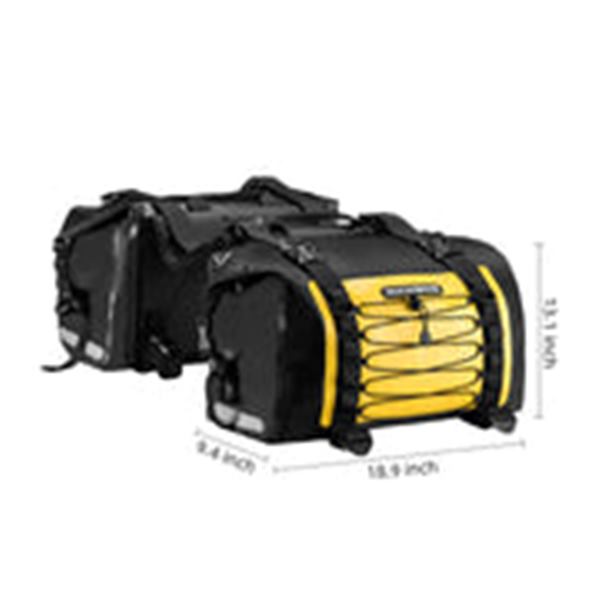 Rockbros Leather Saddle Bag Motorcycle Waterproof Side Bag For Motor Bike 60L Pannier Bag (Pair) (AS-010Y)-Yellow Black