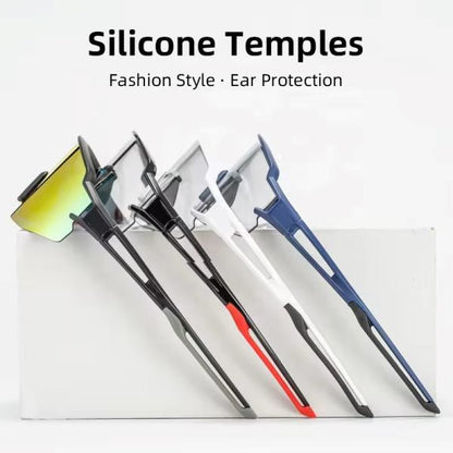 Rockbros Sports Photochromic Sunglasses TR90 Unbreakable Lightweight Sports Glasses for Men Women Sports glasses (10172)-Black White