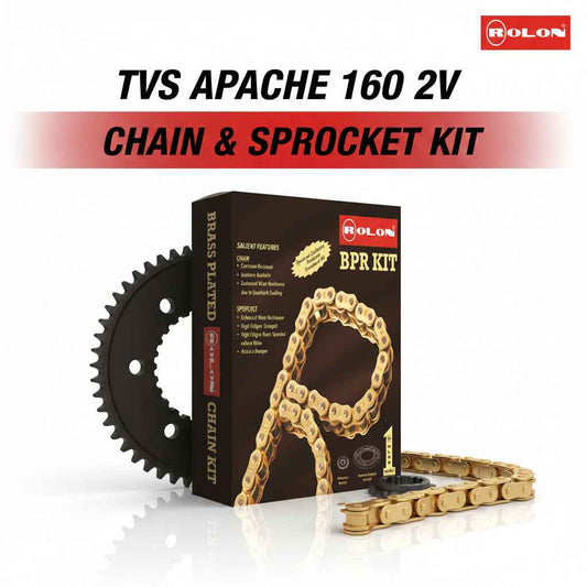 Rolon Brass Chain Sprocket kit for TVS Apache 160 2V Kit - NORC F383