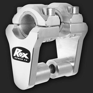 Rox Pivoting Handlebar Risers 51mm Rise 22 & 28mm Handlebar Natural Aluminium - 1R-P2SE