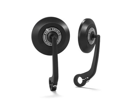 Royal Enfield-Black Round Bar End Mirrors-KXA00461