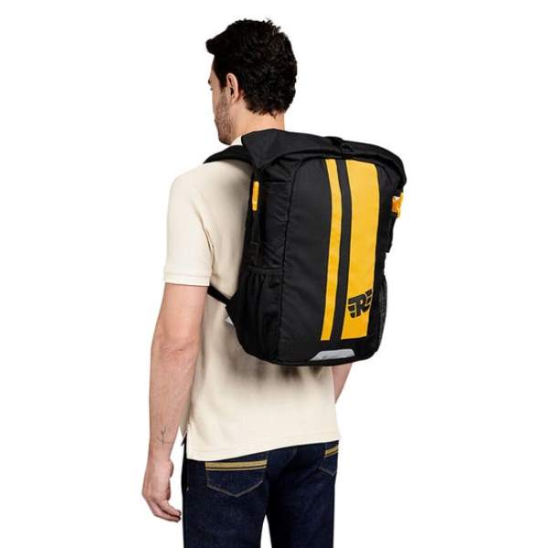 Royal Enfield ThikThin Stripes Roll Top Backpack - Yellow