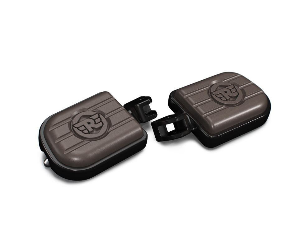 Royal Enfield–Brown And Black Deluxe Footpegs for Goan Classic- KXA00182