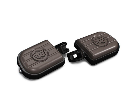 Royal Enfield–Brown And Black Deluxe Footpegs for Goan Classic- KXA00182