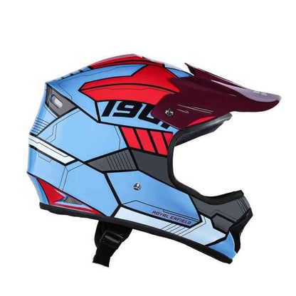 Royal Enfield Chase Full Face MX Yellow GI Blue Helmet-YL 54