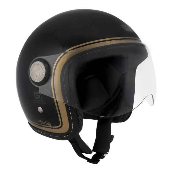 Royal Enfield Chopper Open Face Helmet Black & Gold