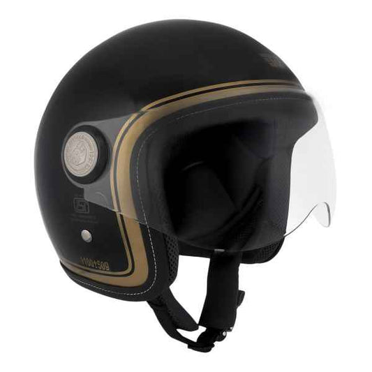 Royal Enfield Chopper Open Face Helmet Black & Gold