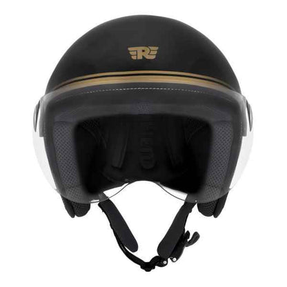 Royal Enfield Chopper Open Face Helmet Black & Gold
