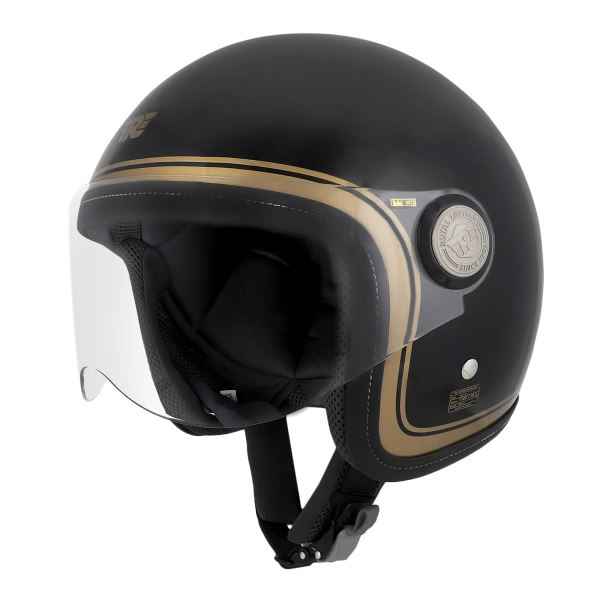 Royal Enfield Chopper Open Face Helmet Black & Gold
