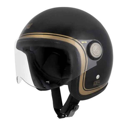 Royal Enfield Chopper Open Face Helmet Black & Gold