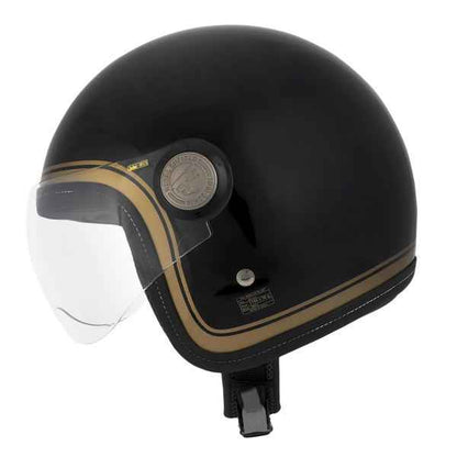 Royal Enfield Chopper Open Face Helmet Black & Gold